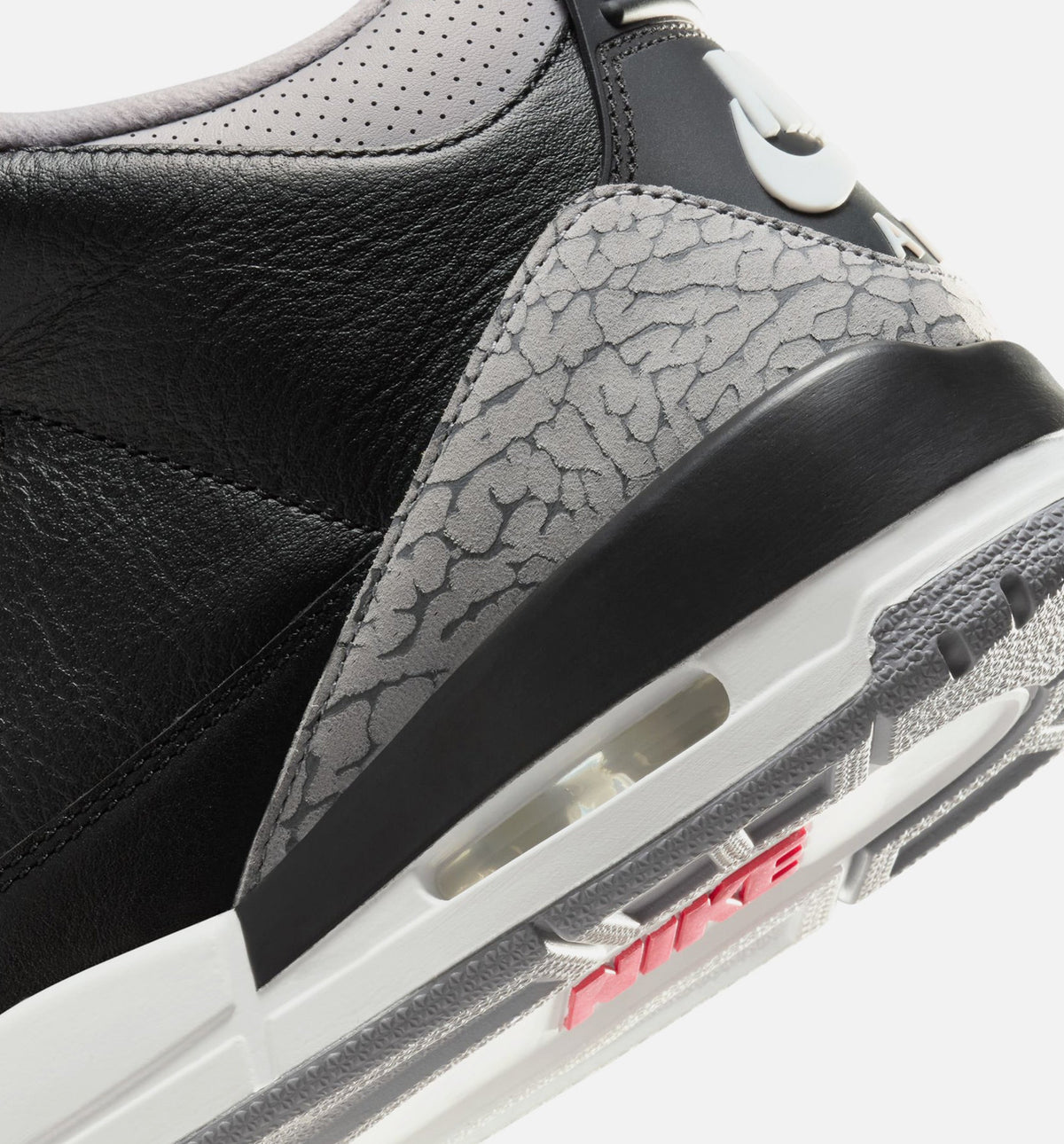 Air Jordan 3 Retro Black Cement Men's Sneakers - Black / Fire Red / Cement Grey / White