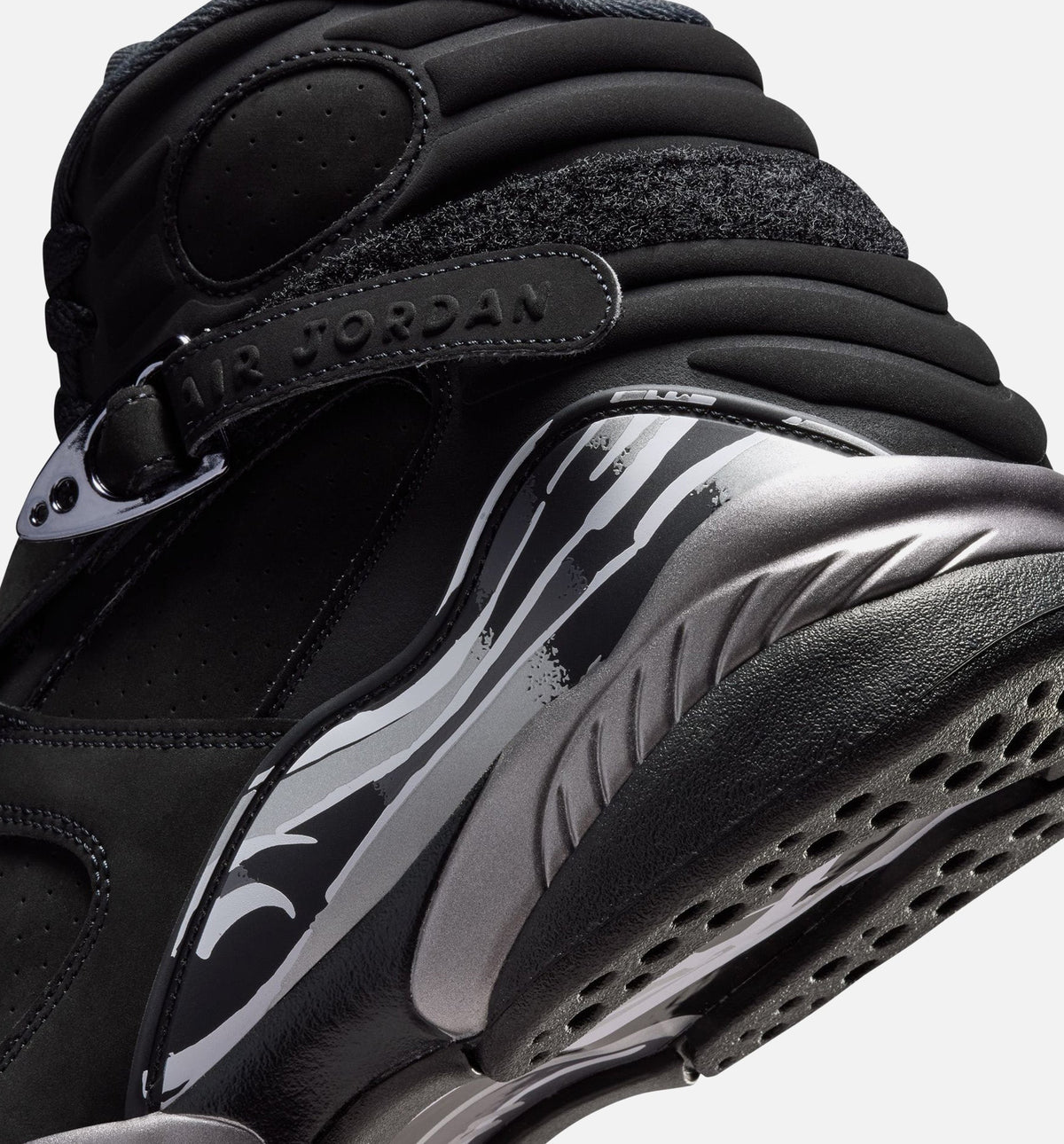 Air Jordan 8 Retro Chrome Black And Light Graphite Men's Lifestyle Shoes - Black/White/Light Graphite