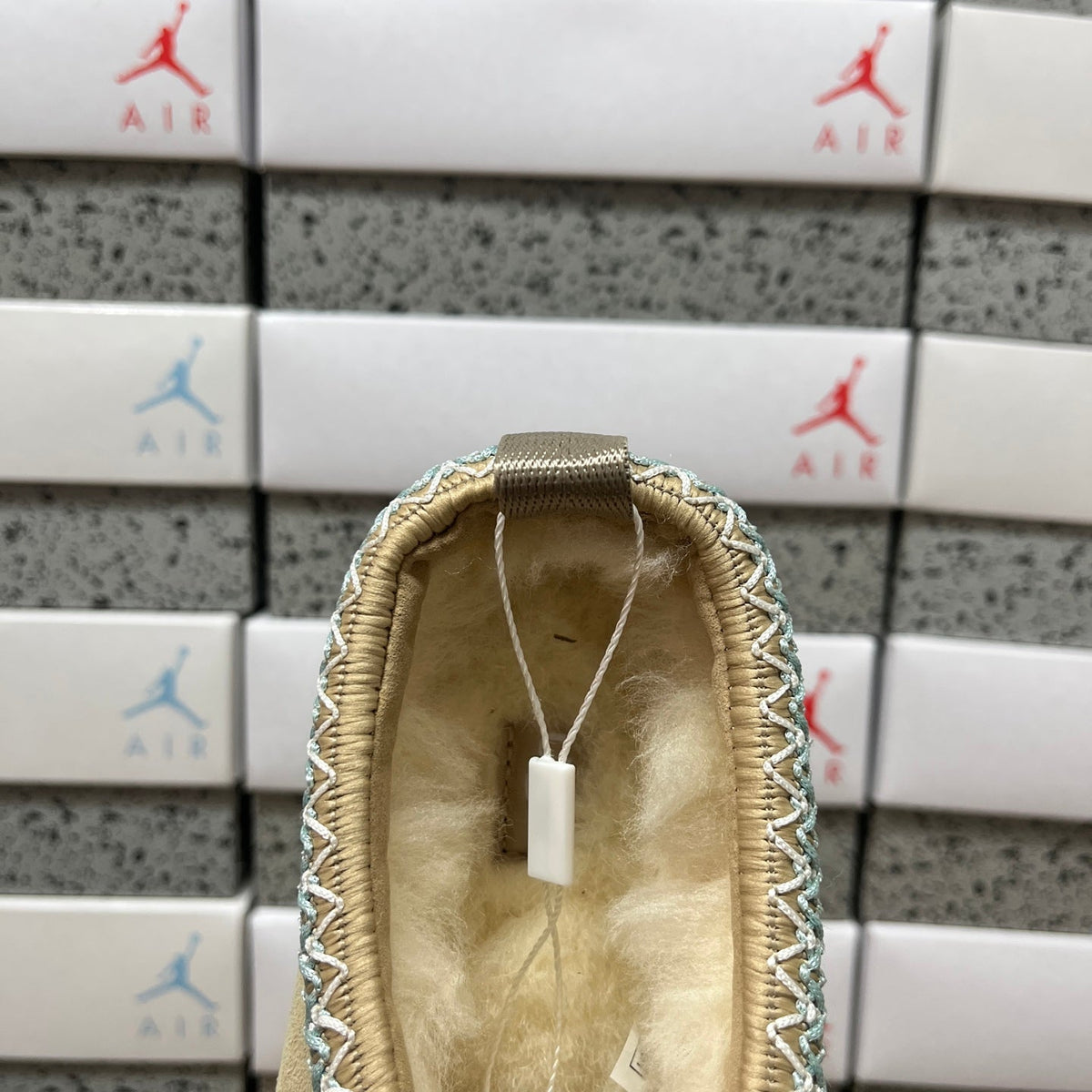 UGG Tazz Platform Slipper – Women’s Suede Clog with Sage Green Braided Collar in Cream