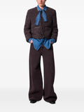 MSGM bouclé-texture leather-trim jacket