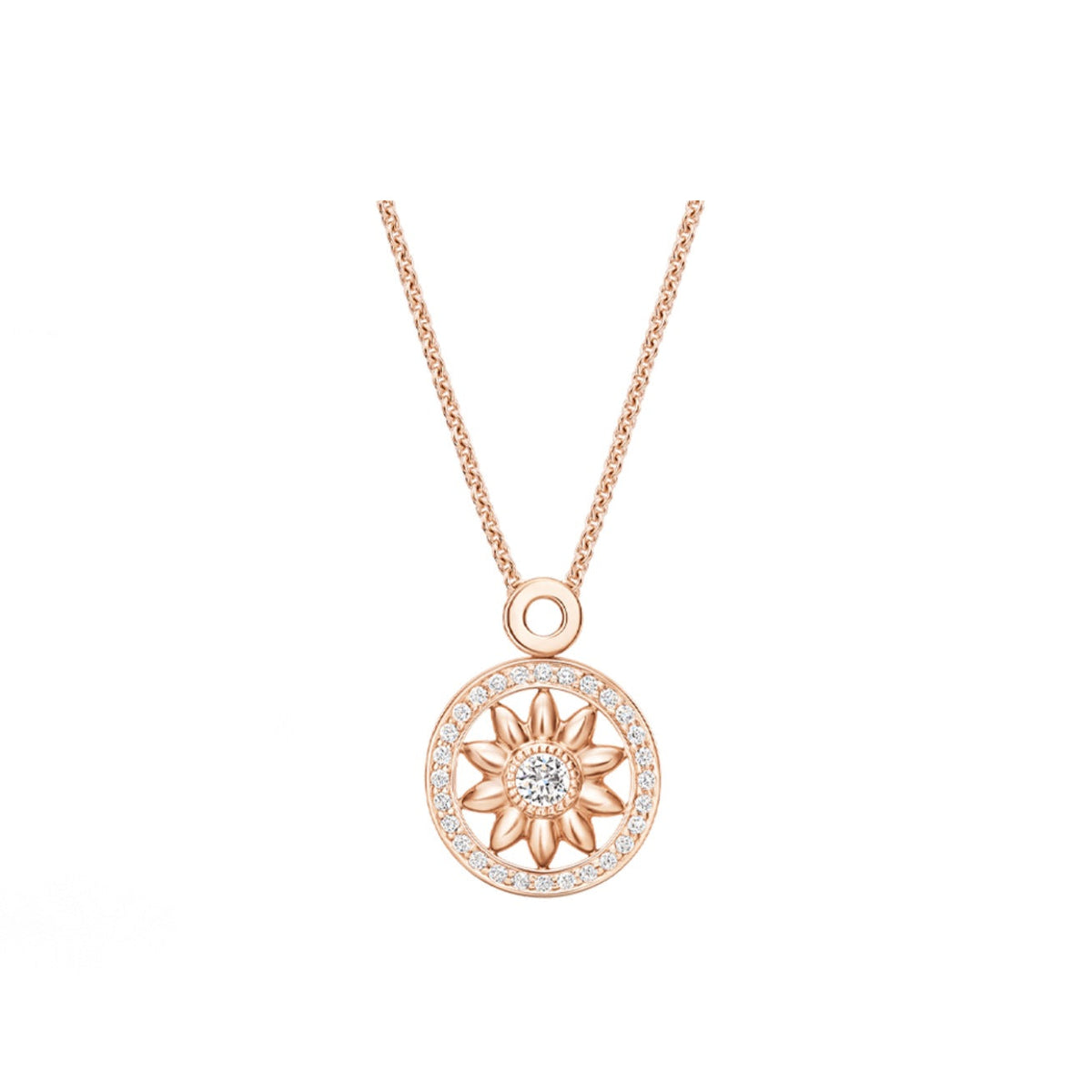 Harry Winston Style Sun Compass Cubic Zirconia 18K Gold-Plated Necklace