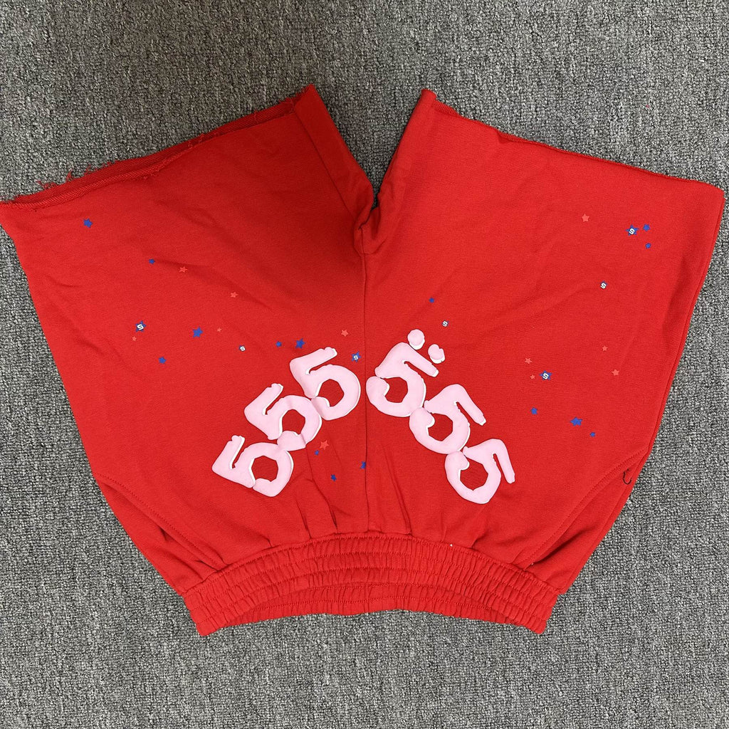 Sp5der 555 Graphic Red Shorts