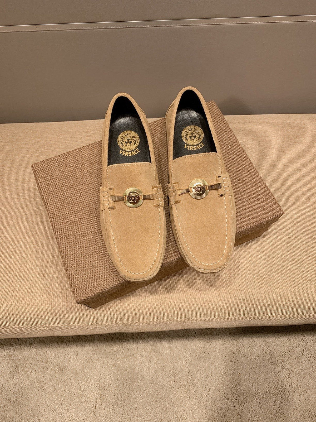 Versace Tan Hardware Loafers