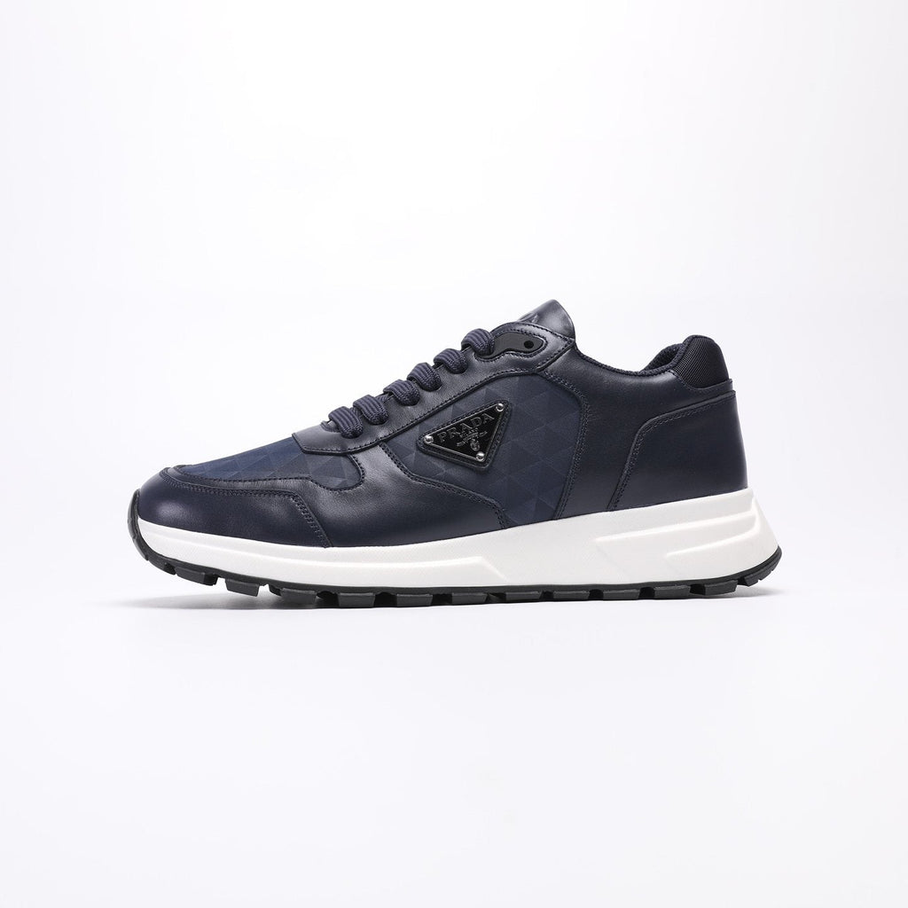 Prada Men's Navy Textured Low-Top Sneakers